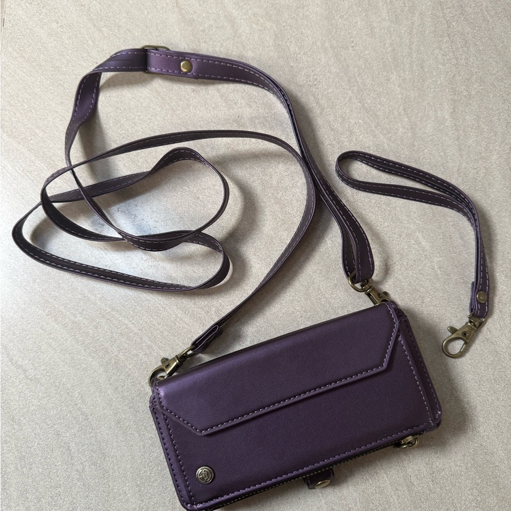Elegant Purple Crossbody Wallet w/Phone Case